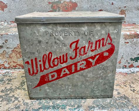 vintage metal dairy box|old metal milk box.